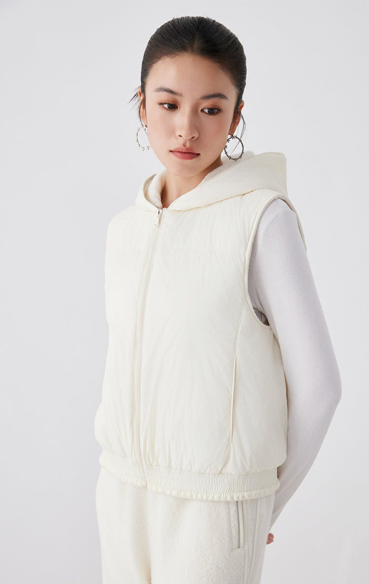 Yün Kapüşonlu Kaz Tüyü Yelek