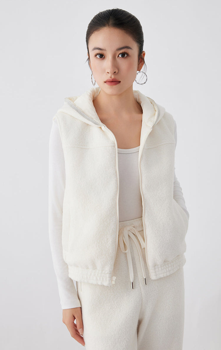 Yün Kapüşonlu Kaz Tüyü Yelek