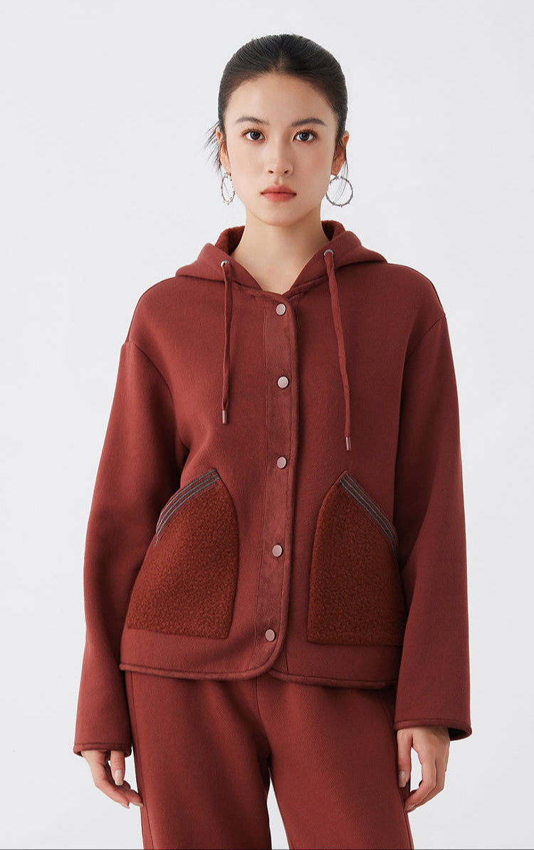 Avustralya Yünü Kapüşonlu Ceket