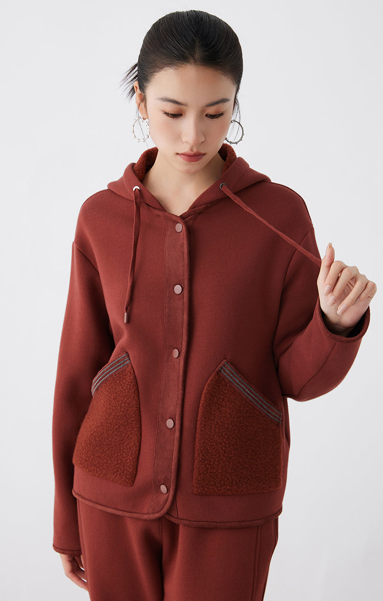 Avustralya Yünü Kapüşonlu Ceket