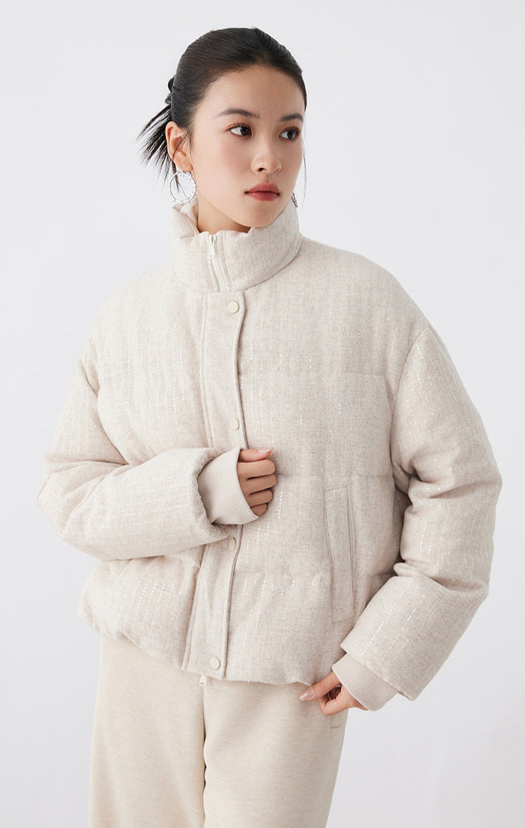 Yün Şişme Mont Kaz Tüyü Dolgulu