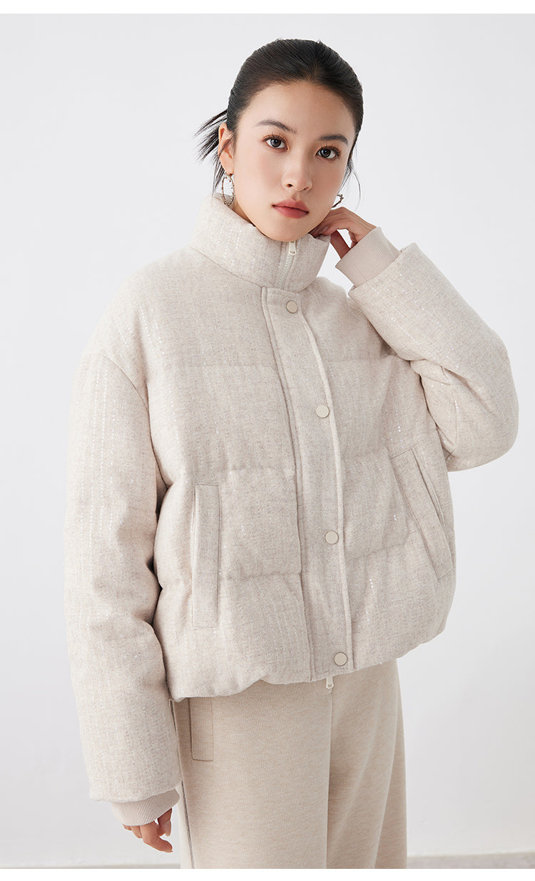 Yün Şişme Mont Kaz Tüyü Dolgulu