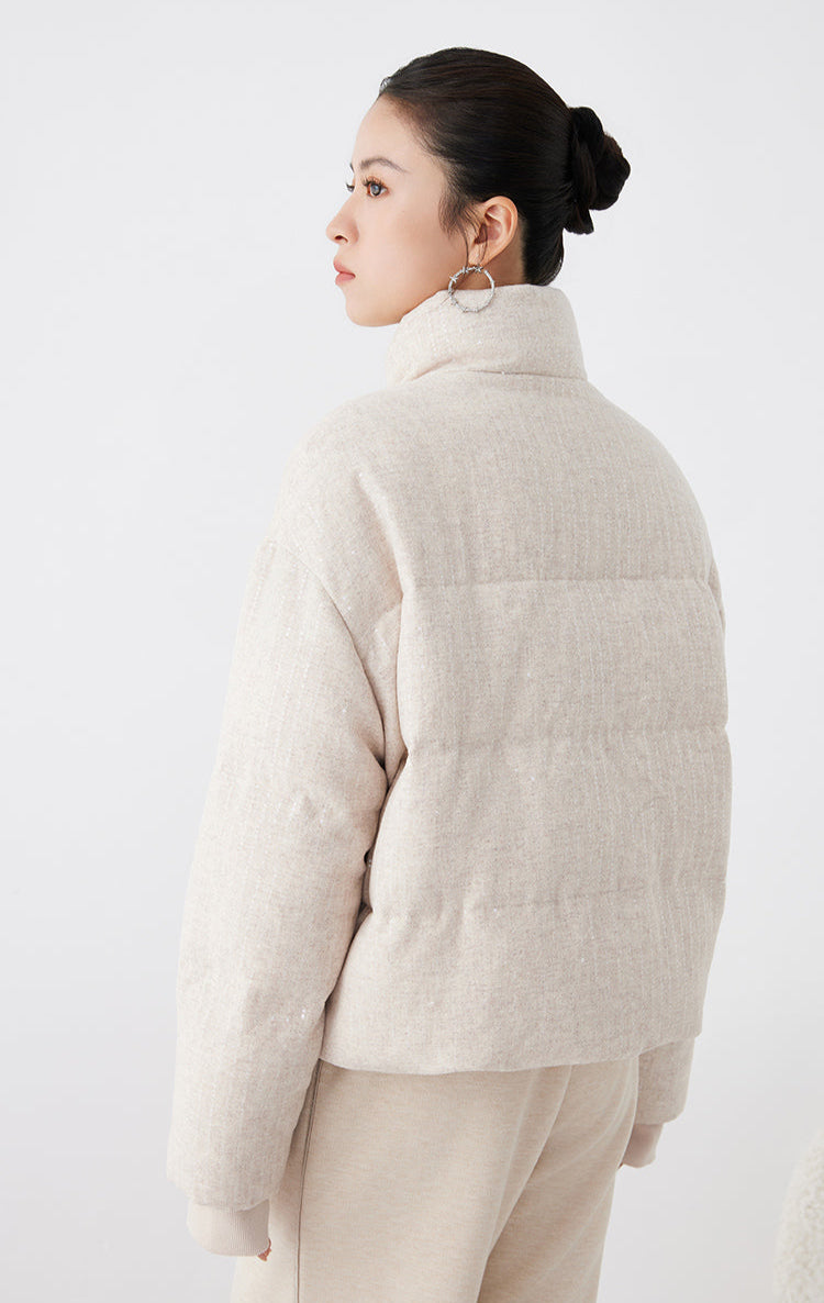 Yün Şişme Mont Kaz Tüyü Dolgulu