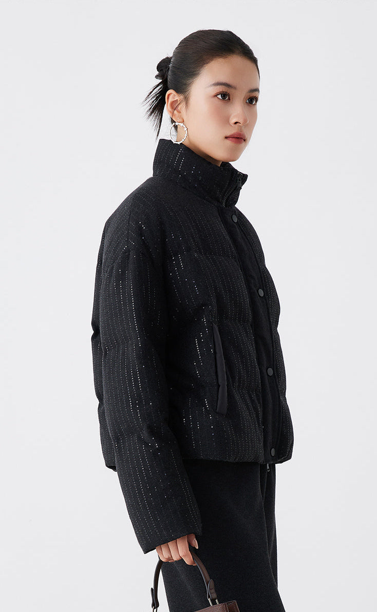 Yün Şişme Mont Kaz Tüyü Dolgulu