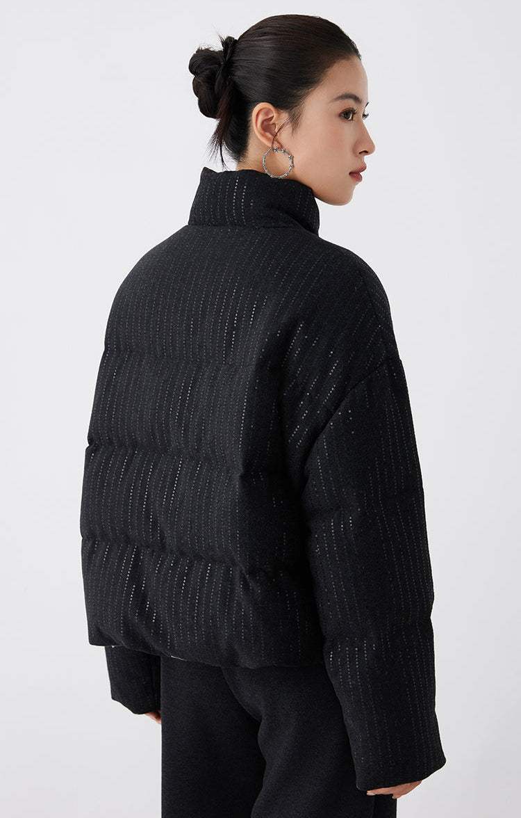 Yün Şişme Mont Kaz Tüyü Dolgulu