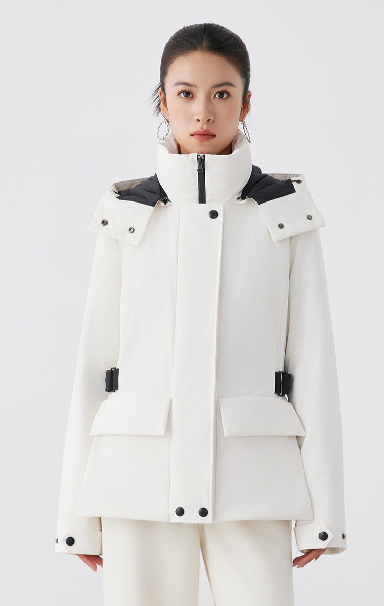 Kaz Tüyü Dolgulu Beyaz Mont