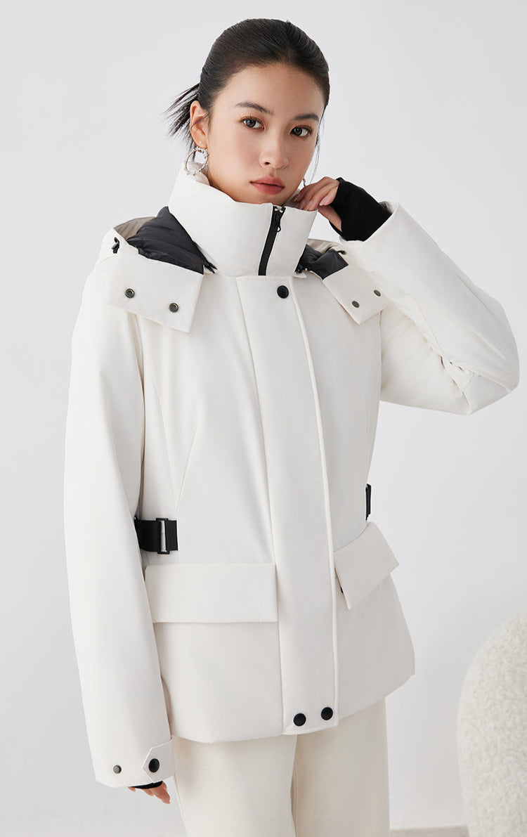 Kaz Tüyü Dolgulu Beyaz Mont