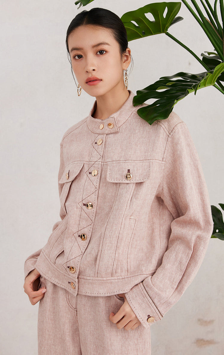 Keten Düğmeli Paris Ceket