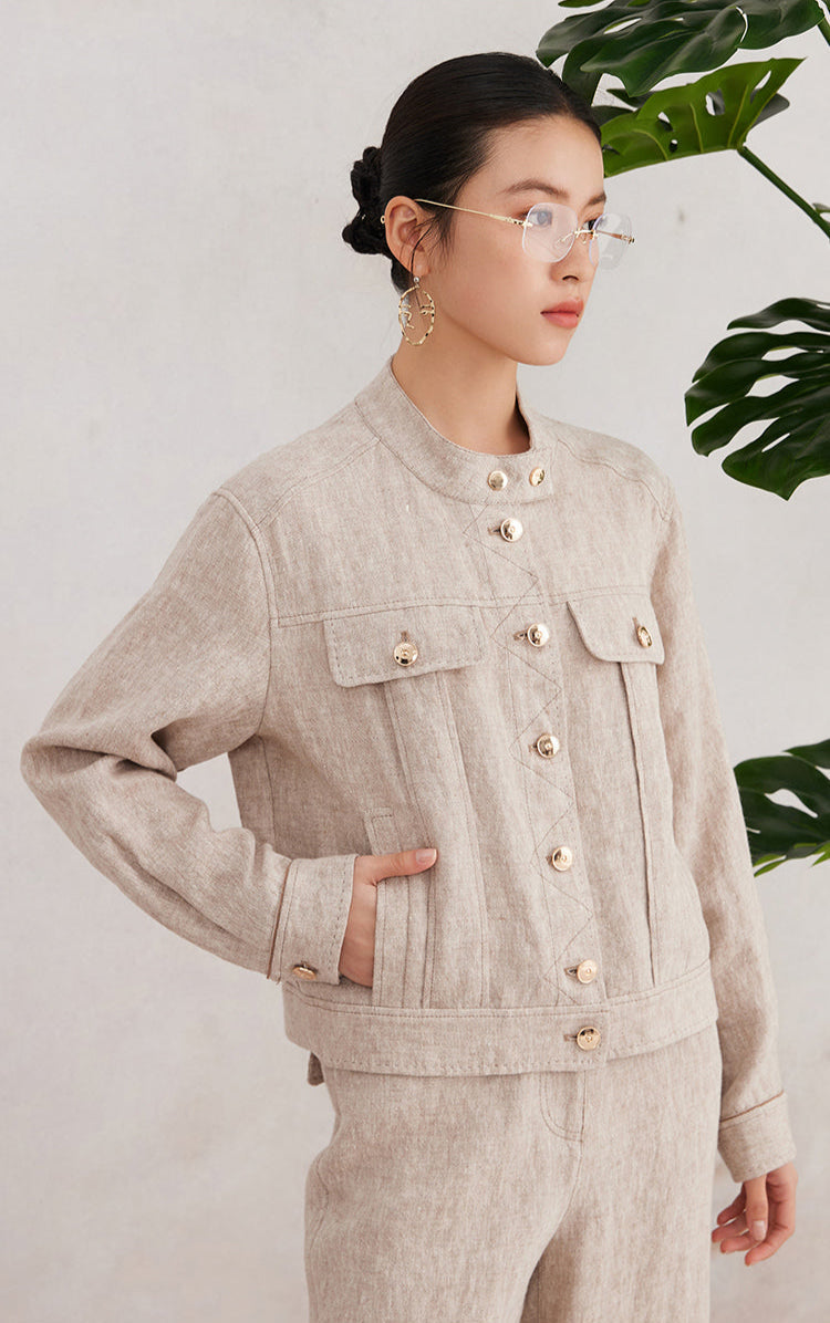 Keten Düğmeli Paris Ceket