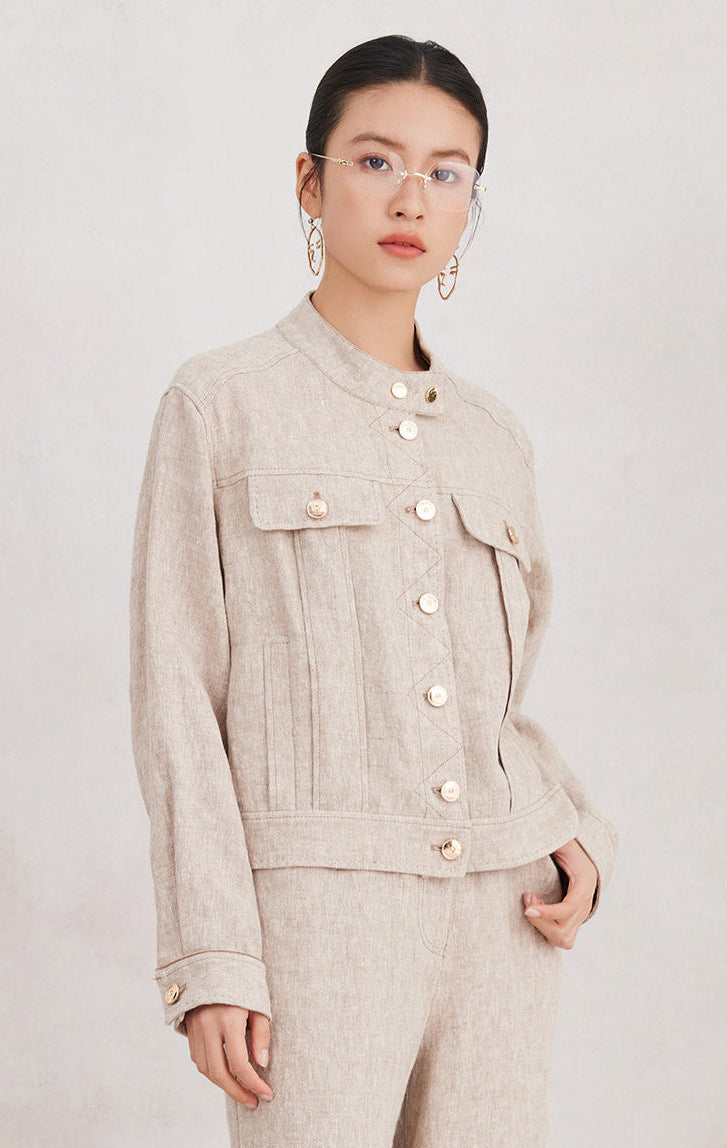 Keten Düğmeli Paris Ceket