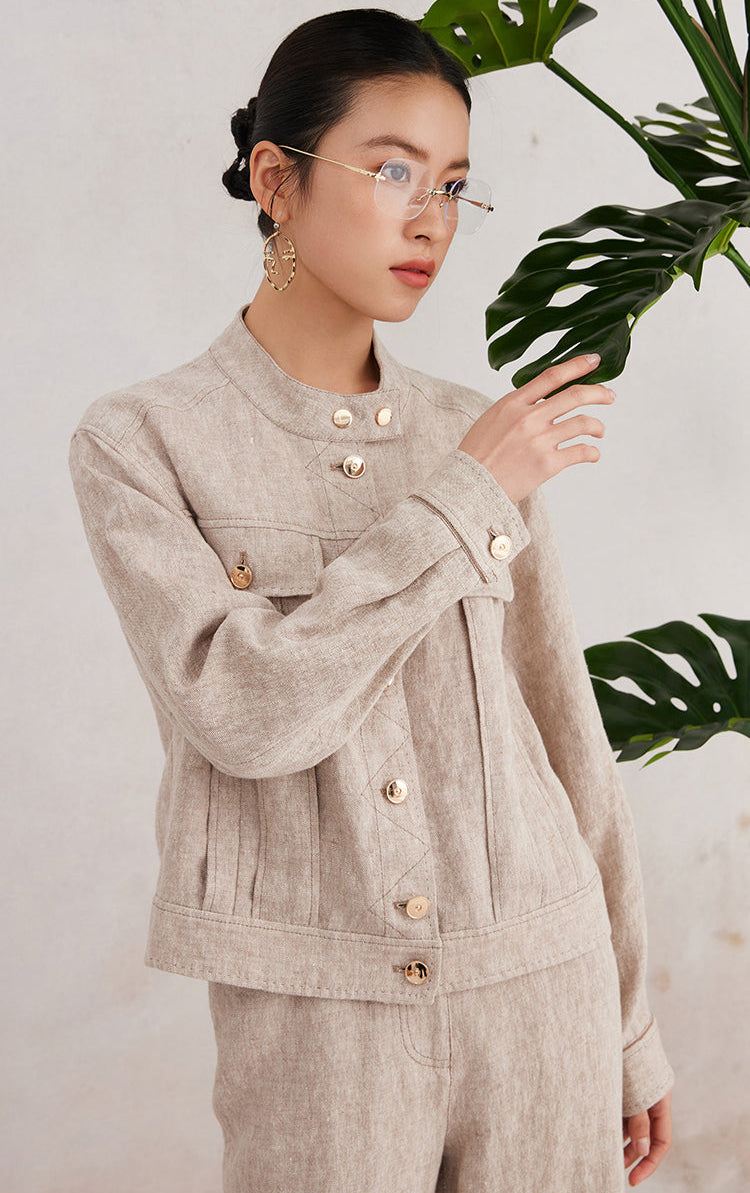 Keten Düğmeli Paris Ceket