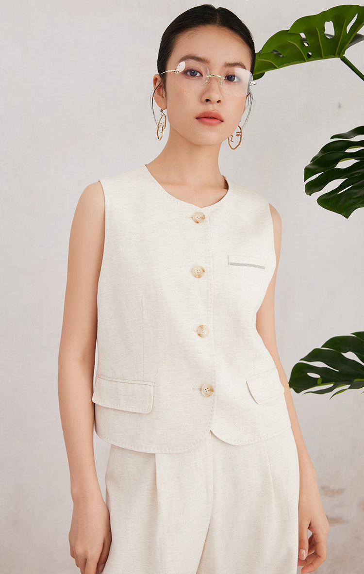 Keten & Pamuk Kolsuz Yelek