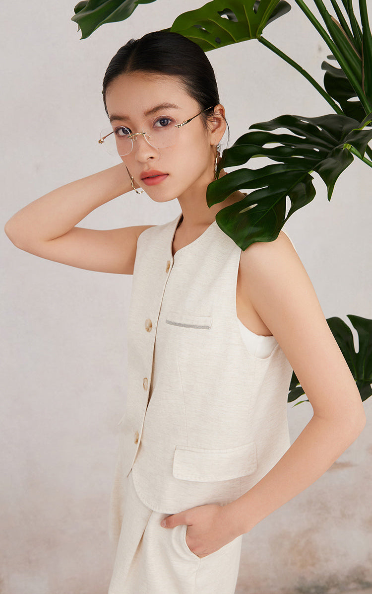 Keten & Pamuk Kolsuz Yelek