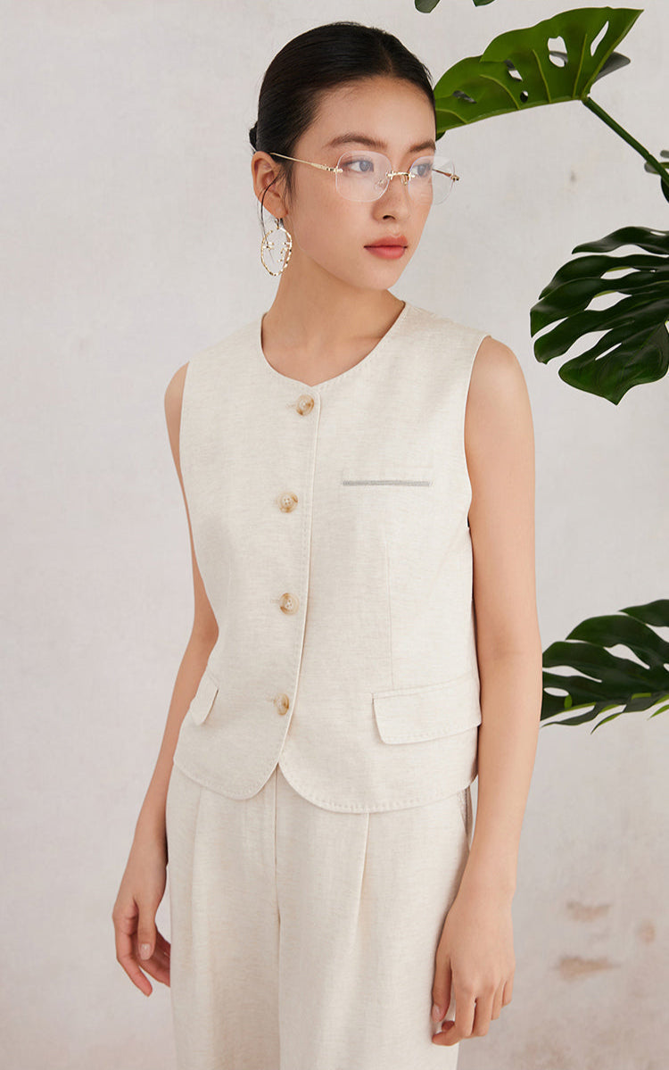 Keten & Pamuk Kolsuz Yelek