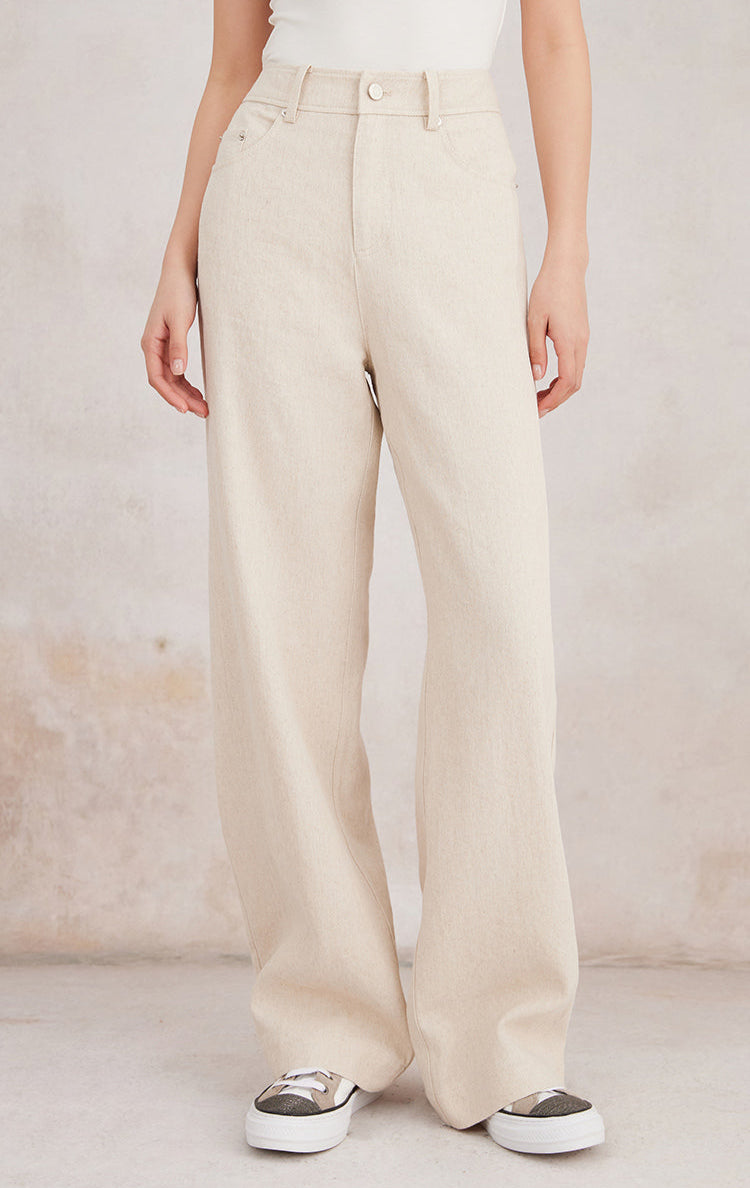 Pamuk & Keten Düz Kesim Pantolon