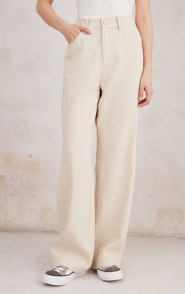 Pamuk & Keten Düz Kesim Pantolon