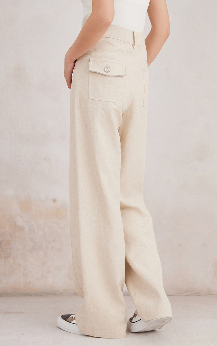 Pamuk & Keten Düz Kesim Pantolon
