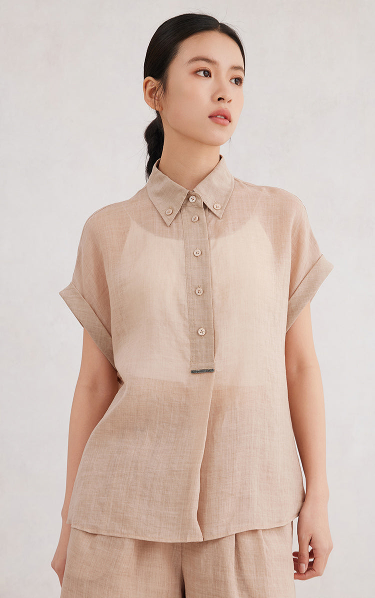 Keten Kısa Kollu Gömlek