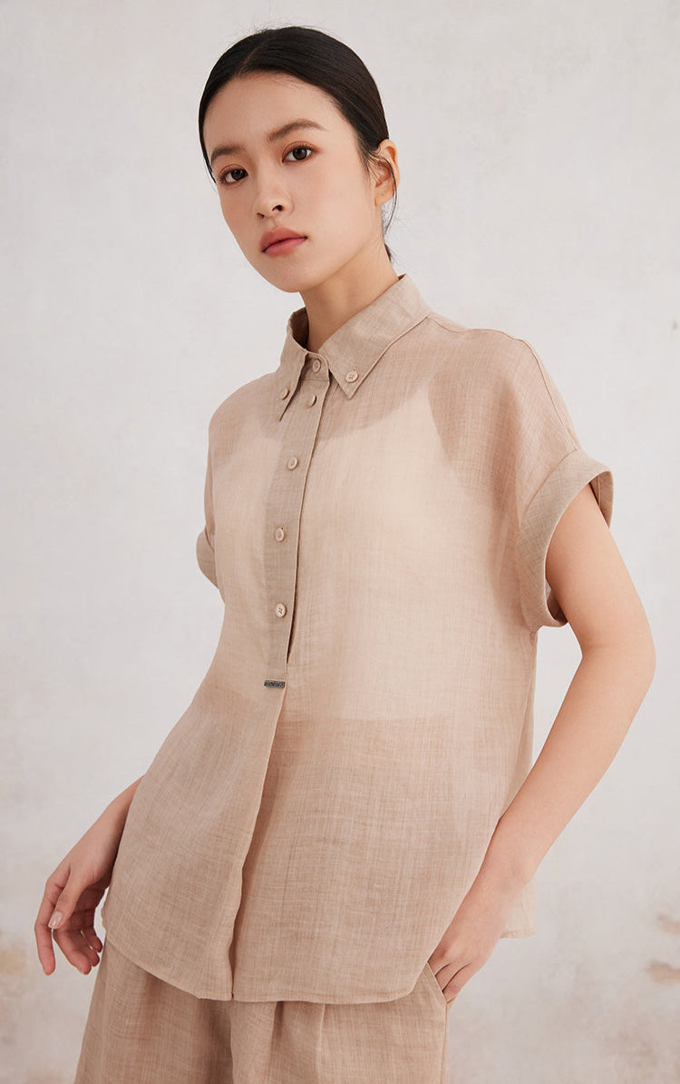 Keten Kısa Kollu Gömlek