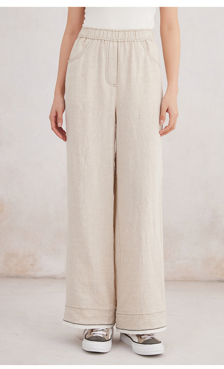 Keten Düz Paça Pantolon