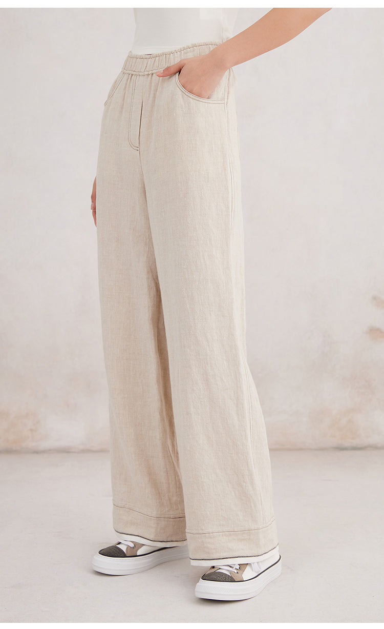 Keten Düz Paça Pantolon