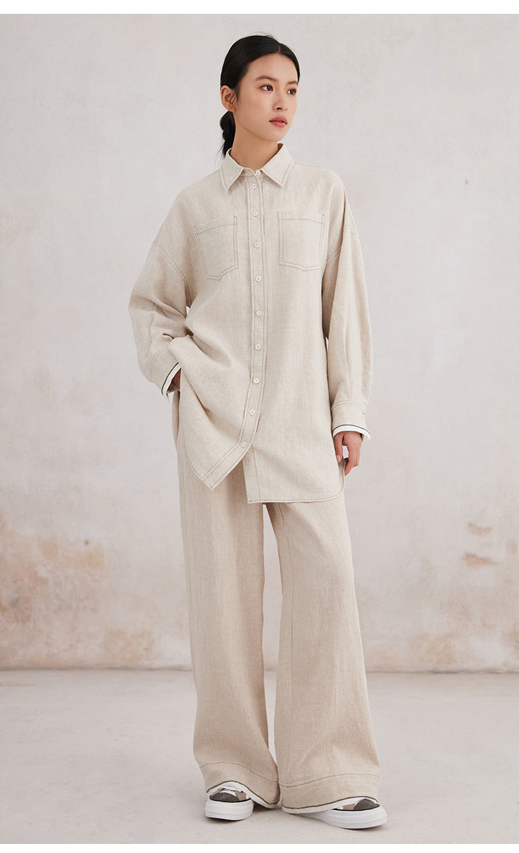 Keten Düz Paça Pantolon