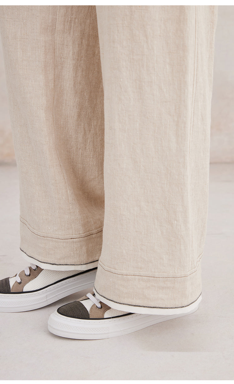 Keten Düz Paça Pantolon