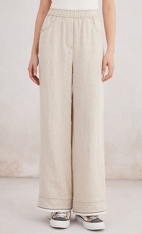 Keten Düz Paça Pantolon