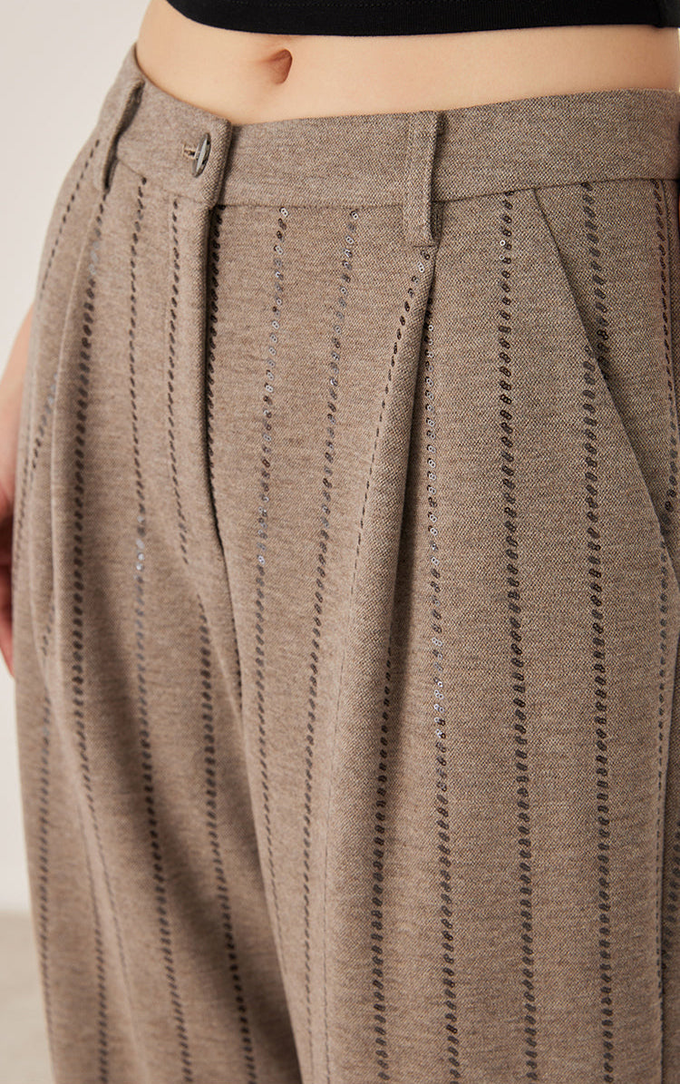 İpek Pullu İşlemeli Pantolon