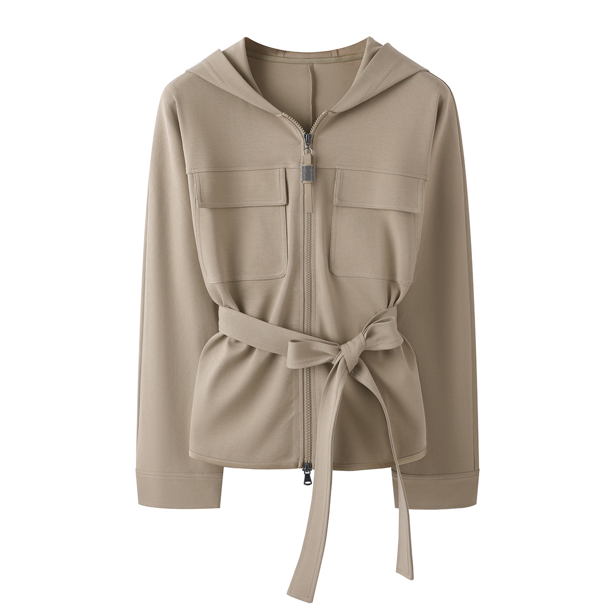 Pamuk Kapüşonlu Fermuarlı Ceket