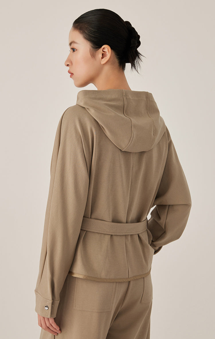 Pamuk Kapüşonlu Fermuarlı Ceket