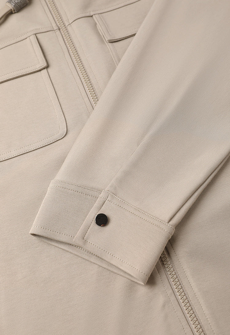 Pamuk Kapüşonlu Fermuarlı Ceket