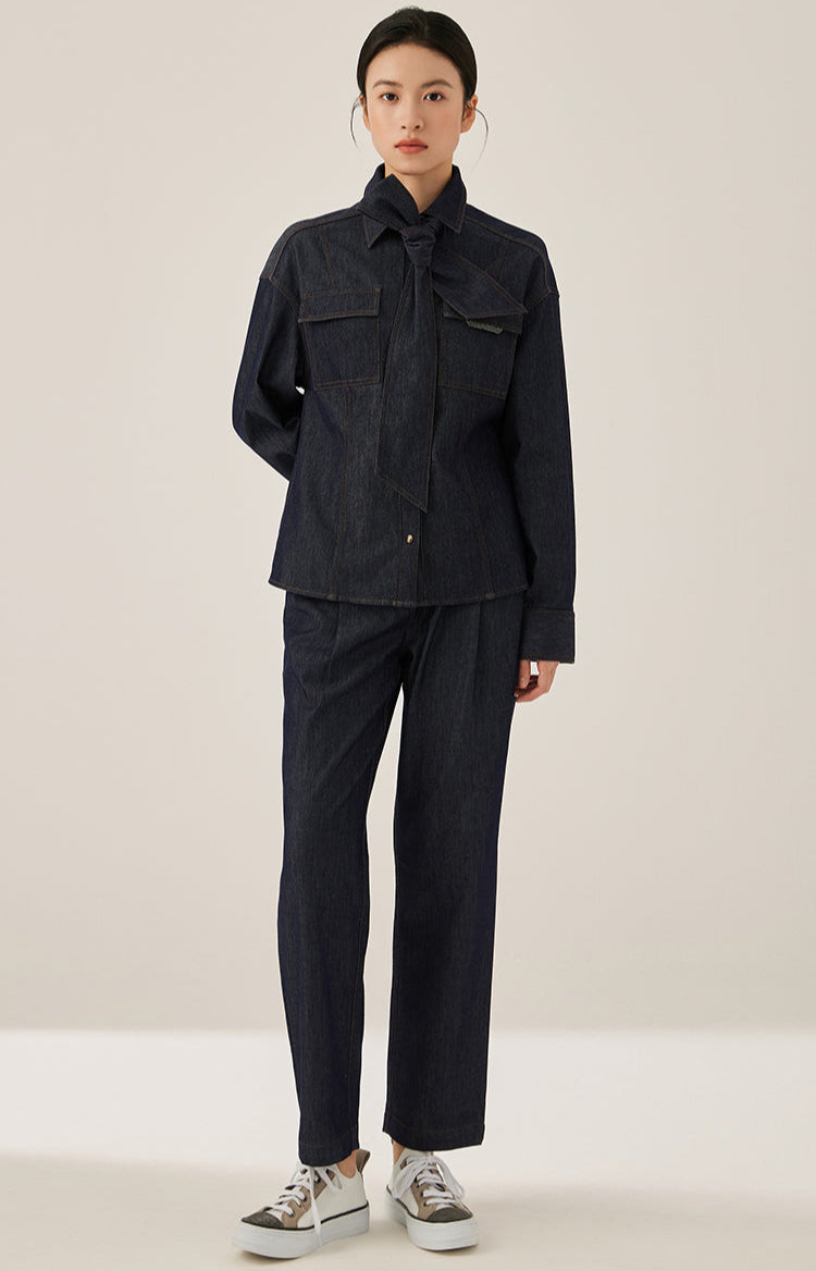 Pamuk Fiyonk Bağlamalı Gömlek