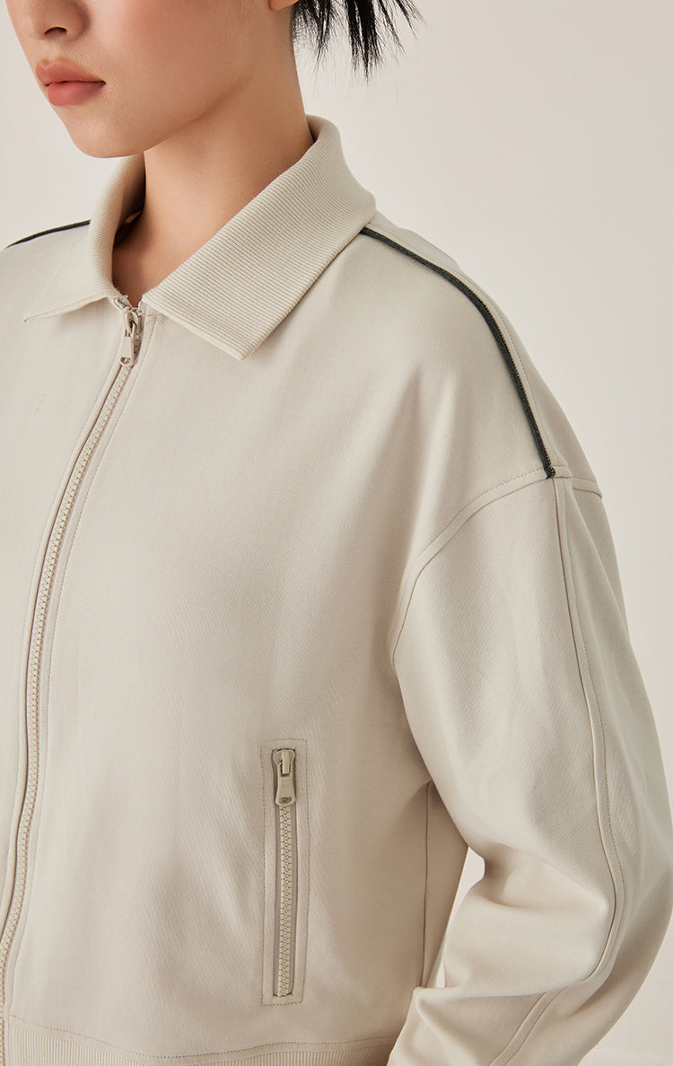 Pamuk Fermuarlı Kontrast Ceket