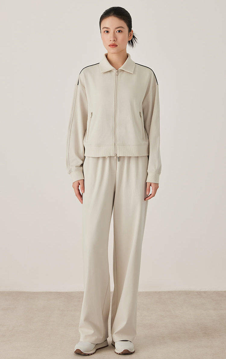 Pamuk Fermuarlı Kontrast Ceket