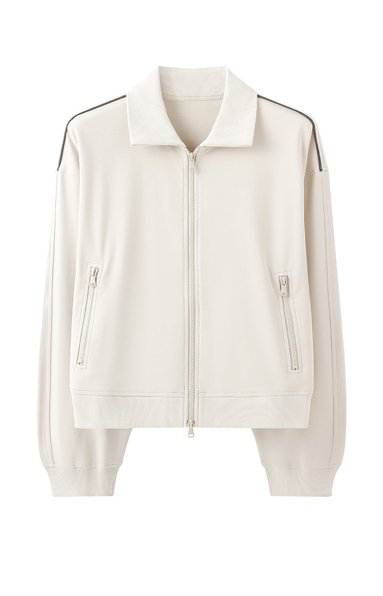 Pamuk Fermuarlı Kontrast Ceket