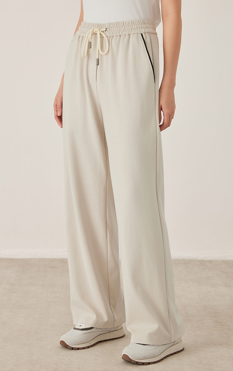 Pamuk Geniş Paça Bağcıklı Pantolon