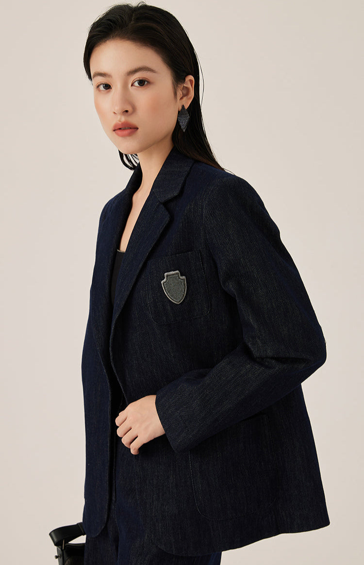 Pamuk Çentikli Yaka Blazer