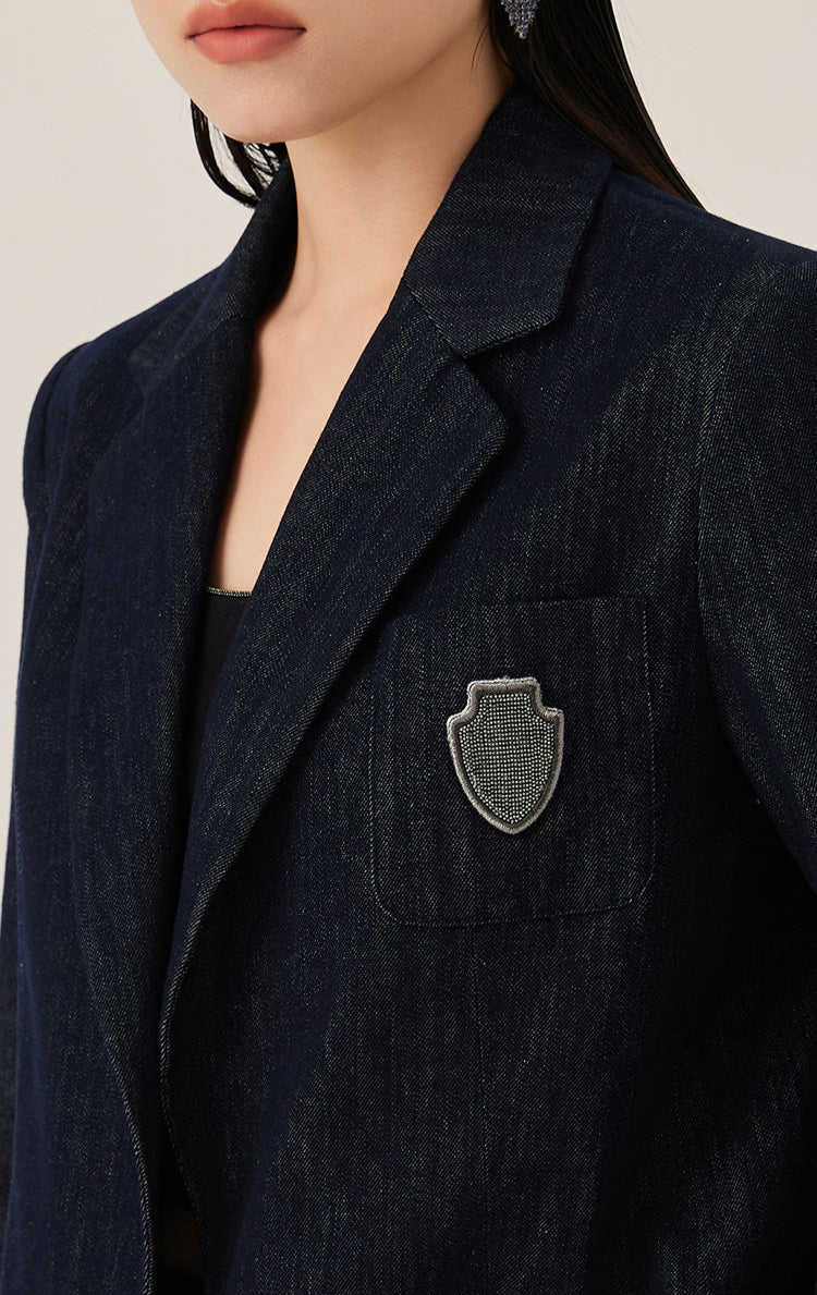 Pamuk Çentikli Yaka Blazer