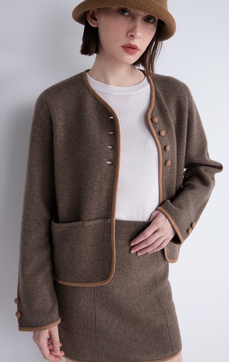 Yün Düğmeli Triko Ceket