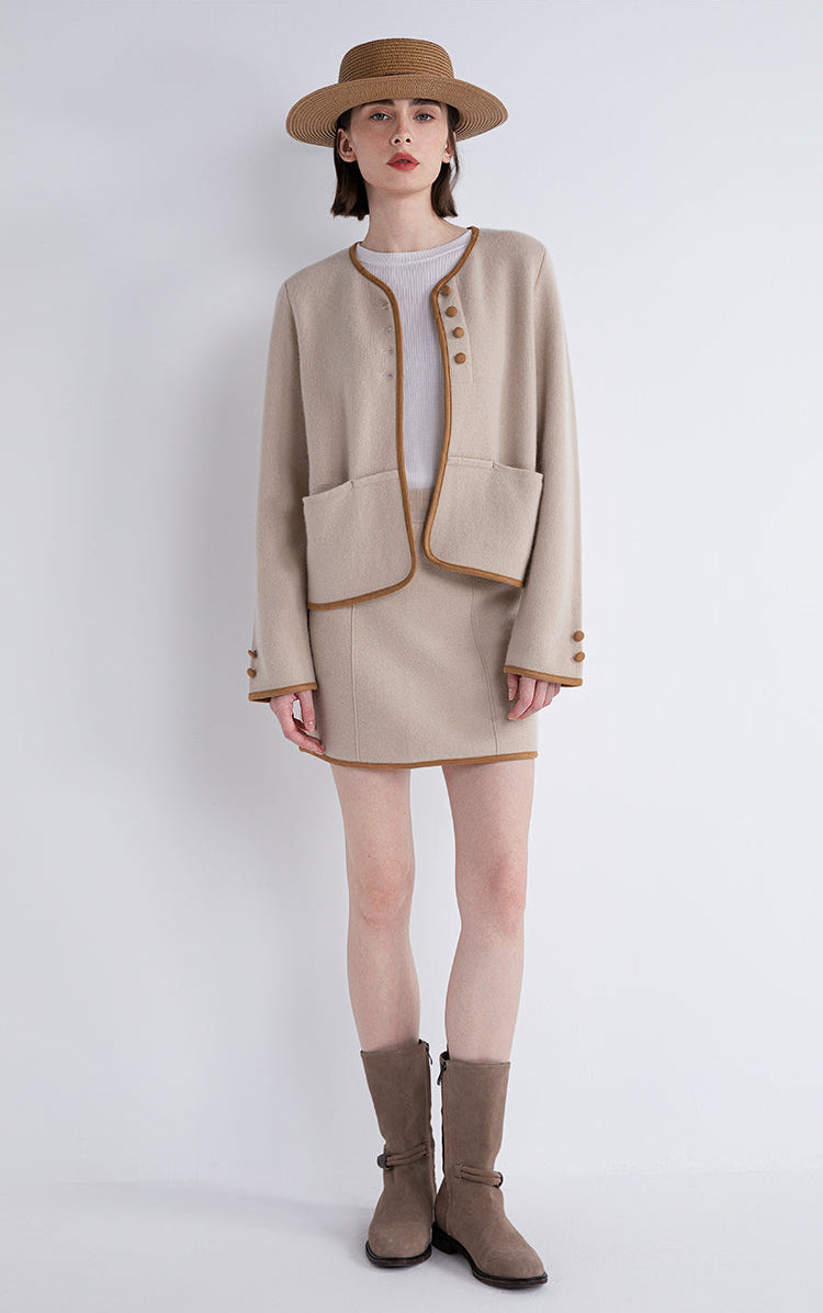 Yün Düğmeli Triko Ceket