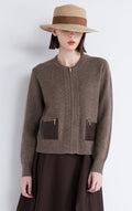 Saf Kaşmir Cepli Fermuarlı Hırka