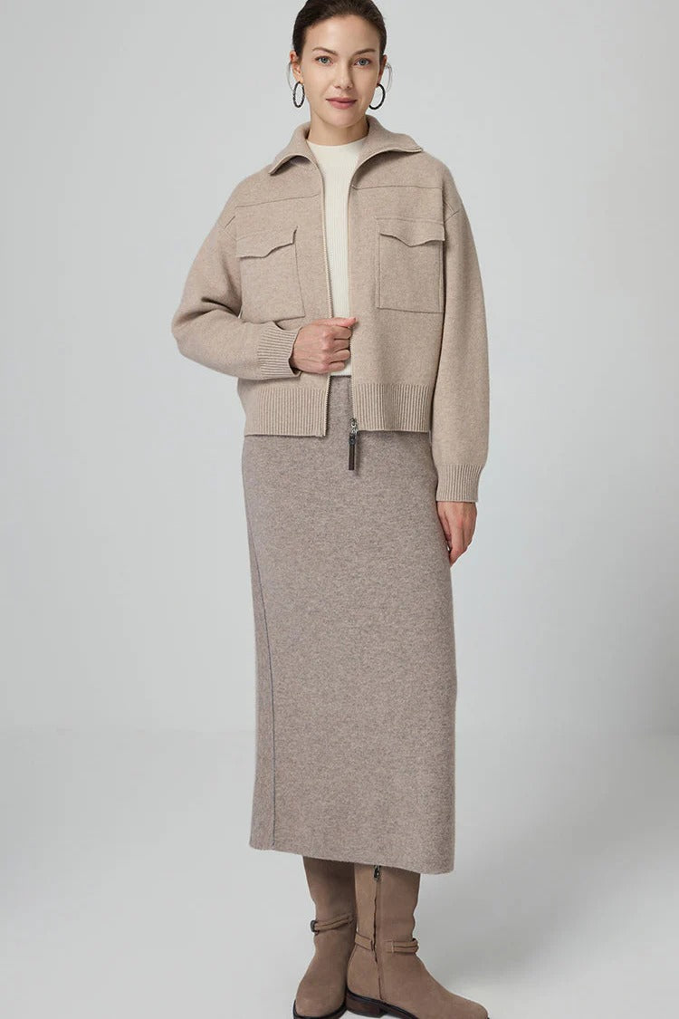 Saf Kaşmir & Yün Örme Ceket